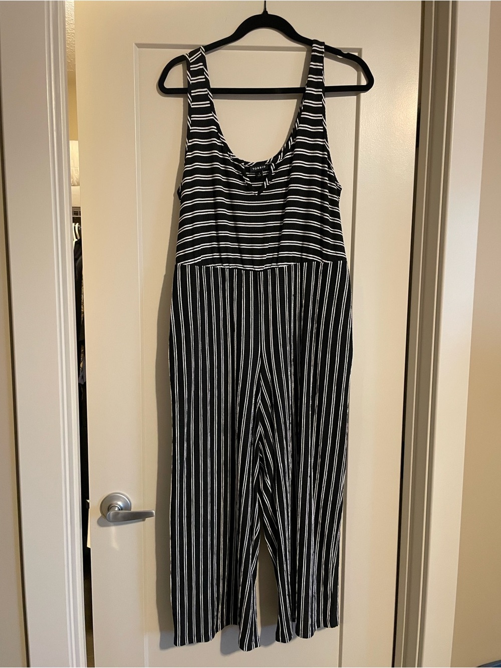 torrid Black & White Striped Sleeveless Jumpsuit